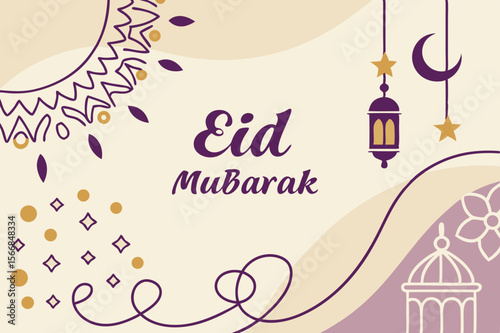 Eid Mubarak Islamic Celebration Design festival greeting