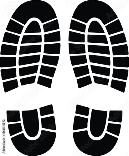Shoe footprint icon vector illustration showing sole tread pattern for tracking and outdoor activities design