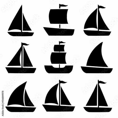 set of sailing ships vector