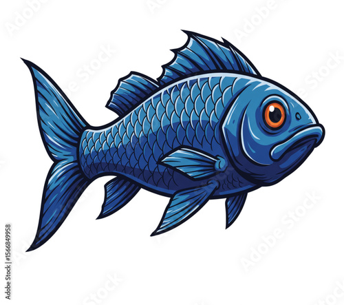 "Blue Cartoon Fish Illustration – Vector Animal Clipart, Ocean Sea Life, Fishing Icon for Kids, Education, Marine, Aquatic Projects & Logos"

