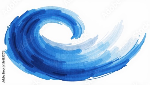 Vibrant and Dynamic Blue Wave Illustration with Artistic Brush Strokes