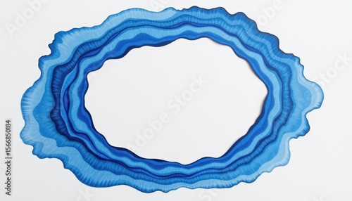 Abstract Blue Agate Slice with Artistic Swirls and Layers