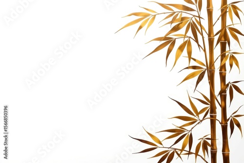 Elegant Bamboo Stalks with Leaves on White Background for Serenity