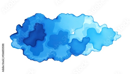 Abstract Blue Watercolor with Organic Shapes and Fluid Blends