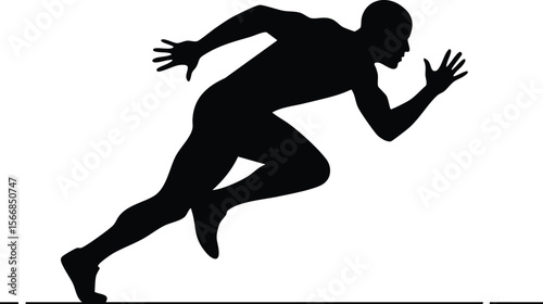 Silhouette of male sprinter running fast athletic pose vector illustration