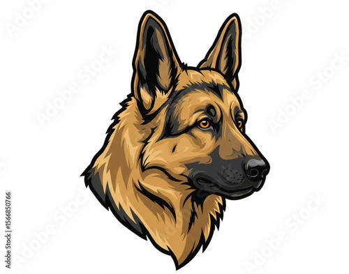 "German Shepherd Dog Head Illustration – Vector Clipart, Loyal Pet Icon, Guard Dog Art for Stickers, Apparel, Logos, Training, K9 Projects"


