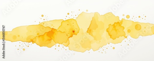 Bright Yellow Watercolor Splash with Abstract Texture and Design