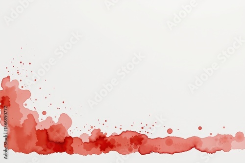 Vibrant Red Watercolor Splash on Clean White Background