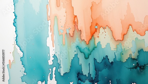 Vibrant Abstract Alcohol Ink Art with Blue and Coral Tones