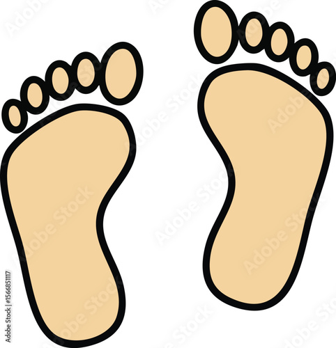 Human feet vector illustration with toes detailed outline design for medical and health concepts