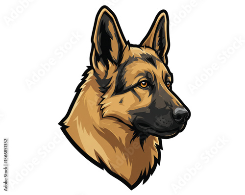 "German Shepherd Dog Head Illustration – Vector Clipart, Loyal Pet Icon, Guard Dog Art for Stickers, Apparel, Logos, Training, K9 Projects"

