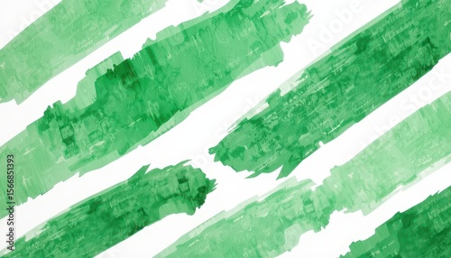 Green Watercolor Strokes on White Background for Artistic Design