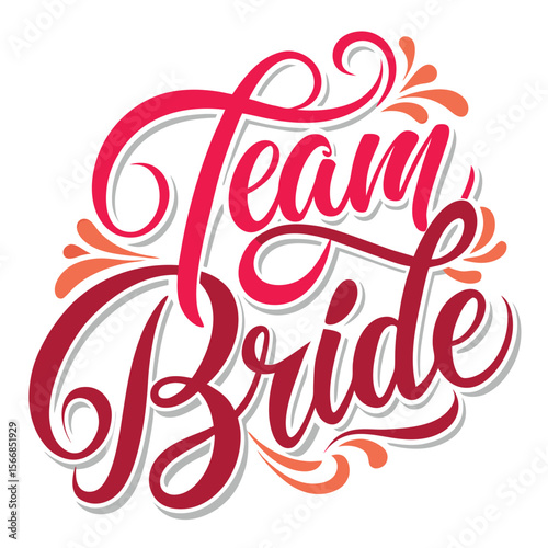 Team Bride with golden crown and heart on white.