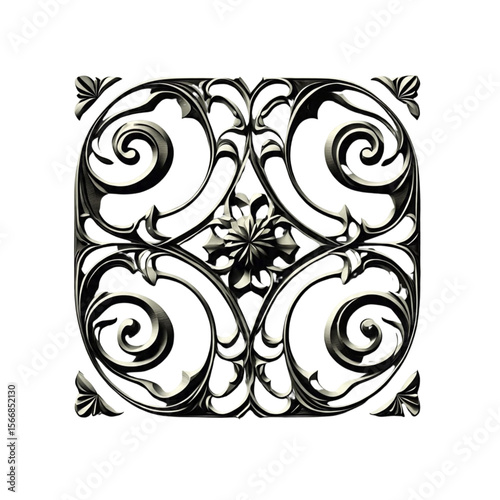 black and white floral ornament
