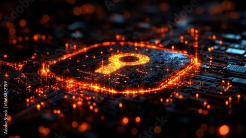 Cyber security and data protection on internet. virtual lock shield, secure access, encrypted connection. Password protected system and storage. Cybersecurity technology
