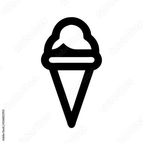 Minimalist ice cream cone outline illustration for dessert themes
