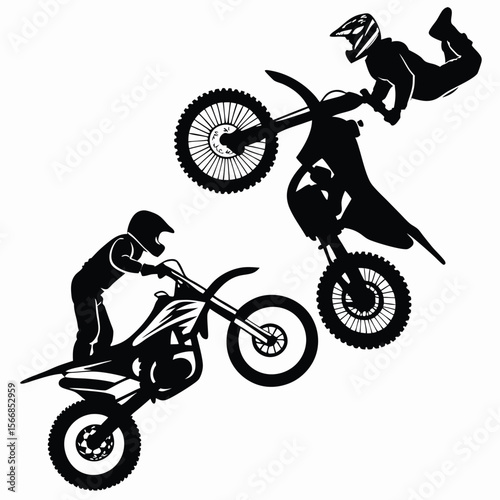 Two Motocross Riders Performing Stunts