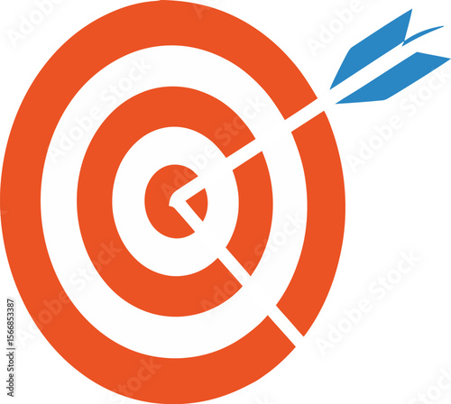 A stylized image of a target with orange and white rings and a blue arrow hitting the center ring