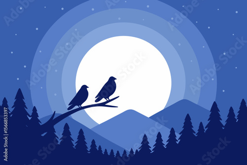 A Modern Night Scene With A Massive And Bright Full Moon Over A Dark Landscape