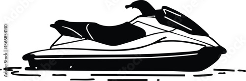 Jet ski vector illustration showing sleek watercraft design for leisure and sport activities on water