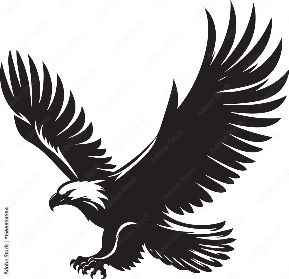 Fototapeta premium Majestic Bald Eagle Soaring with Wings Spread Wide in Flight