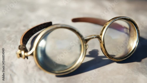 Antiquarian spectacles cast shadows detail focused