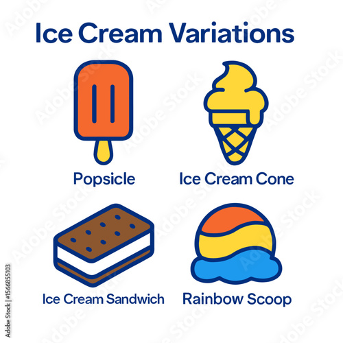 Illustrations showcasing four different variations of ice cream treats, each distinct.
