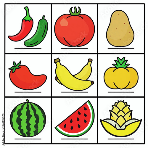 set of fruit and vegetable vectors