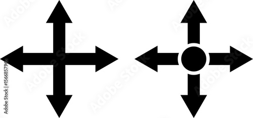 Four Way Arrow icon set. arrows four direction symbol. directions up down left and right. directional cross arrow icon. representing different directions and choices
