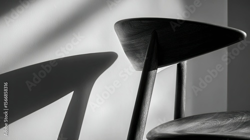 Wooden chair back, dramatic shadows