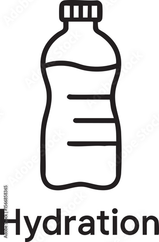 Simple Line Art Illustration of a Water Bottle Representing Hydration and Healthy Lifestyle Choices for Everyday Living