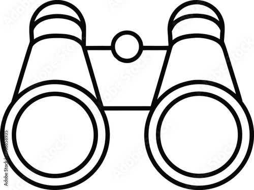 Flat binoculars field glasses icon in minimal travel and exploration theme line art