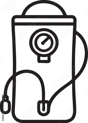 Outline Icon of a Portable Oxygen Concentrator with Pressure Gauge and Nasal Cannula for Medical Use