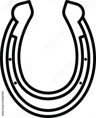 Horseshoe icon with classic curved shape as good luck and western symbol line art