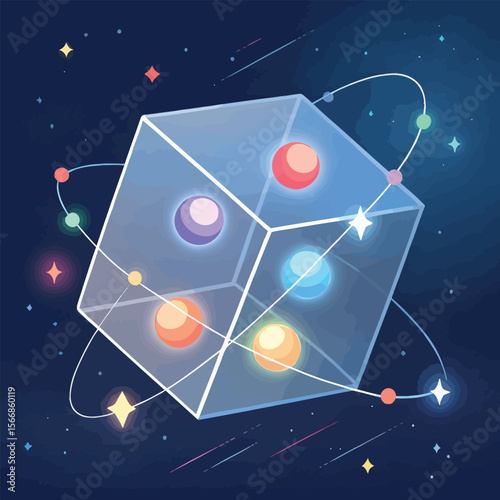 Global network connection on an earth world map illustration with stars, planets, and a technological design