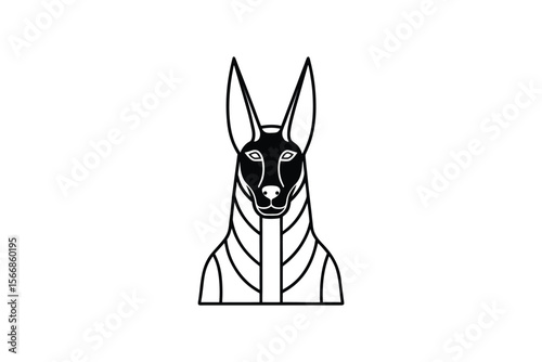 Anubis Egyptian God Silhouette Illustration on White Background