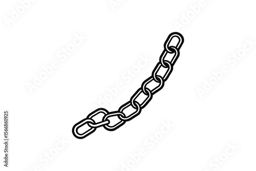 Simple Chain Link Illustration in Black and White Silhouette
