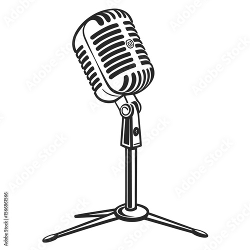 retro microphone isolated on white background
