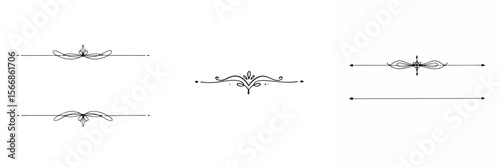 Set of page dividers with thin black ornamental lines
