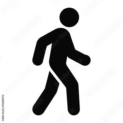 Simple Black and White Walking Person Icon