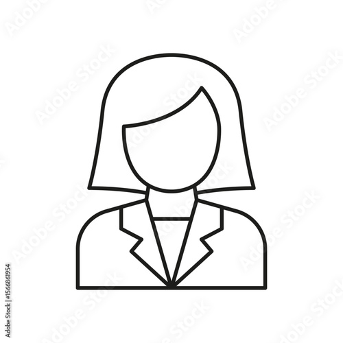 Female Professional Avatar Line Icon. Businesswoman, Corporate Identity, And Career Representation Outline Symbol. Editable Stroke. Isolated Vector Illustration