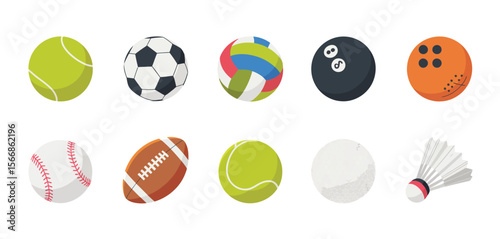 Collection of Various Sport Balls and Shuttlecock