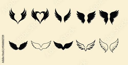 Collection of Elegant Wing Illustrations Perfect for Designs, Logos, and More