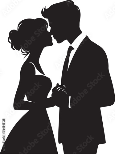 Wallpaper Mural Elegant Couple Silhouette Dancing Together Under the Moonlight Torontodigital.ca