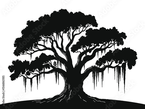 Wallpaper Mural Spanish moss hanging from live oak tree silhouette vector

 Torontodigital.ca
