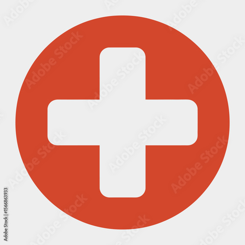 Medical Cross Symbol in Red Circle Icon