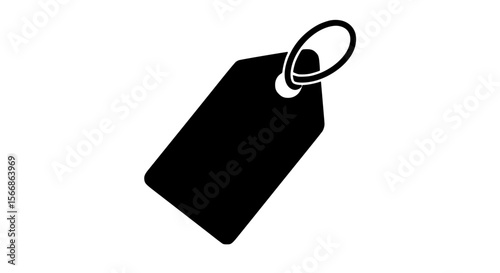 Black silhouette of a simple tag with a hole and a loop