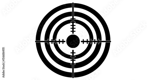 Crosshair Target Silhouette with Concentric Circles for Precision Aiming