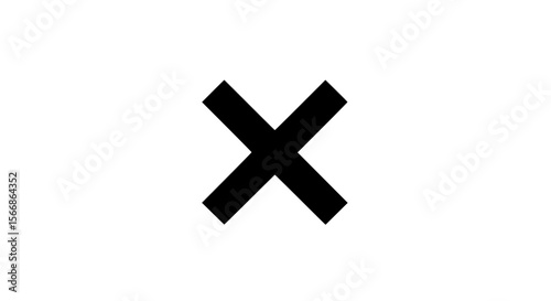 A simple dark X mark silhouette on a plain white background with no surrounding elements