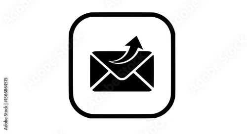 Envelope with an upward arrow silhouette indicating sending a message or email